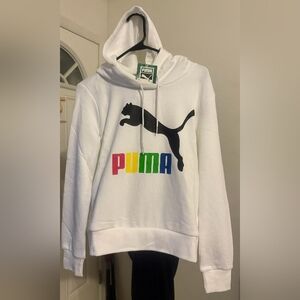Puma Multicolor Logo White Hoodie